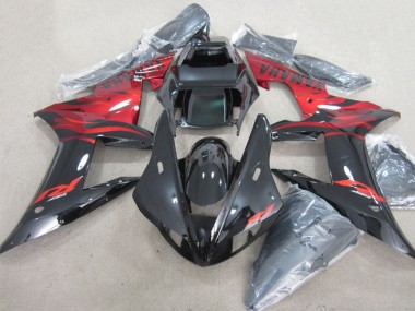 2002-2003 Black Red Decal Yamaha YZF R1 Motor Bike Fairings