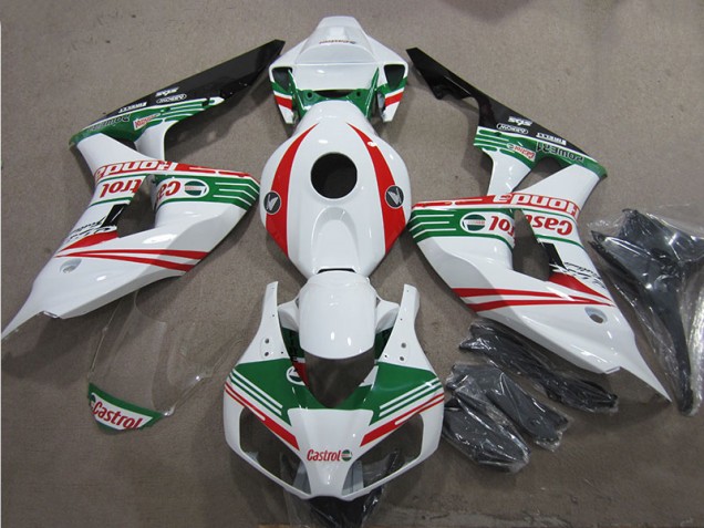 2006-2007 White Green Red Castrol Honda CBR1000RR Motorcycle Fairings Kit